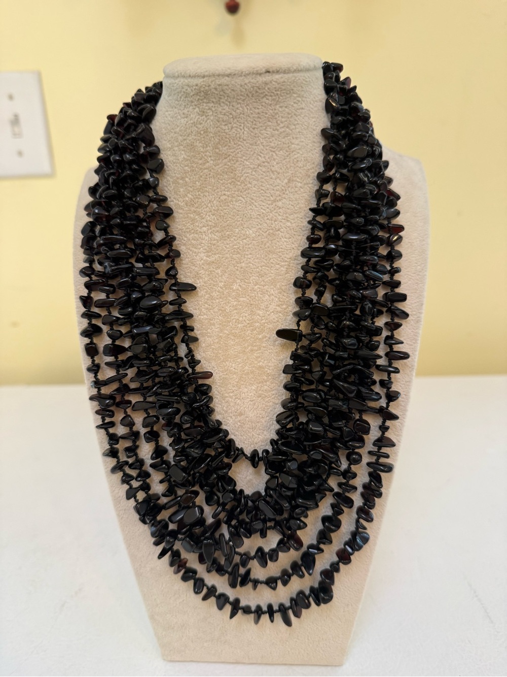 Multi Strand Black Onyx Statement Necklace